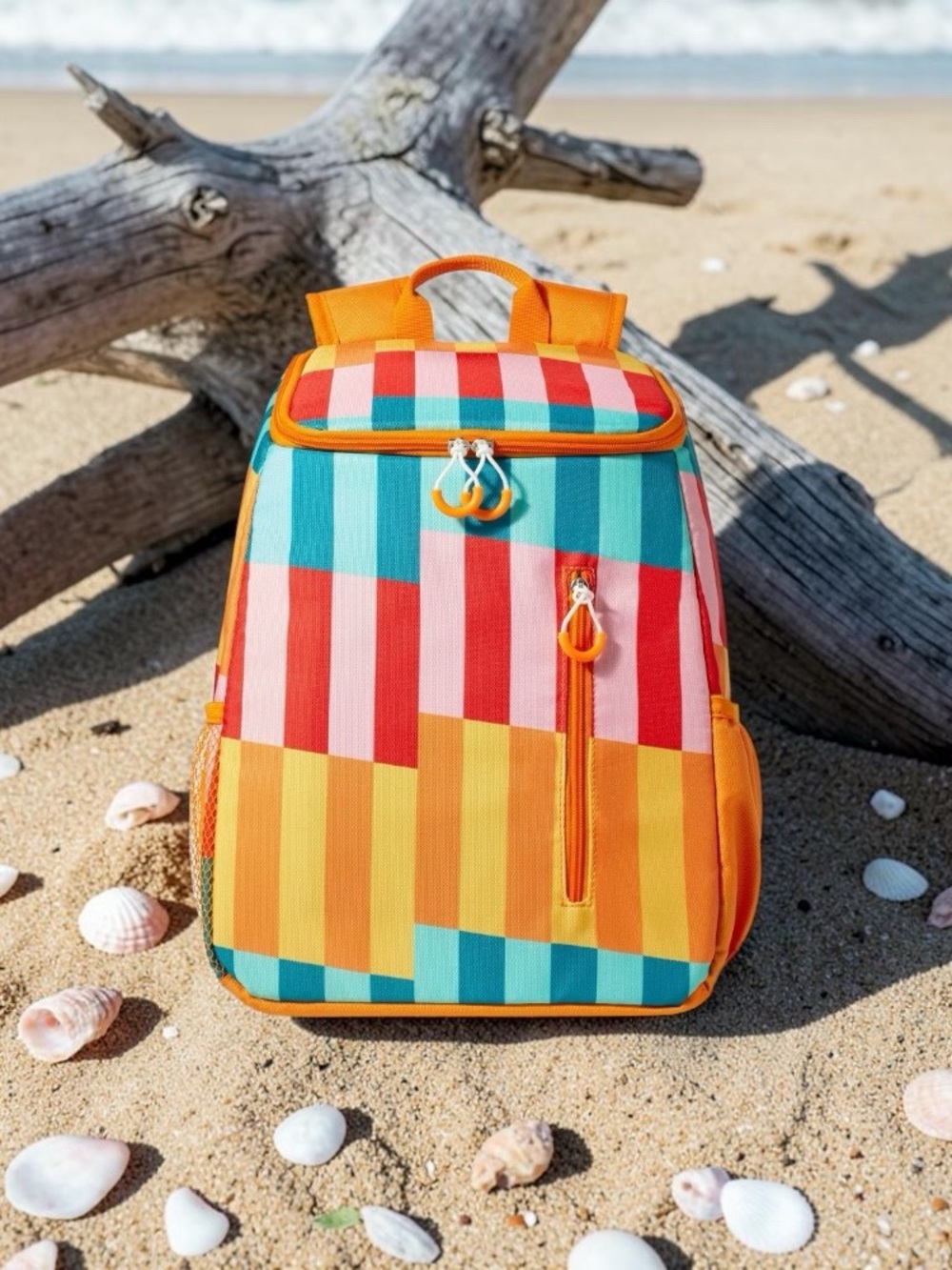 Striped Multicolor Backpack - Vibrant Summer Stripes